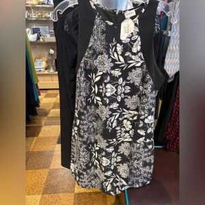 Black and White Blouse with Floral Pattern